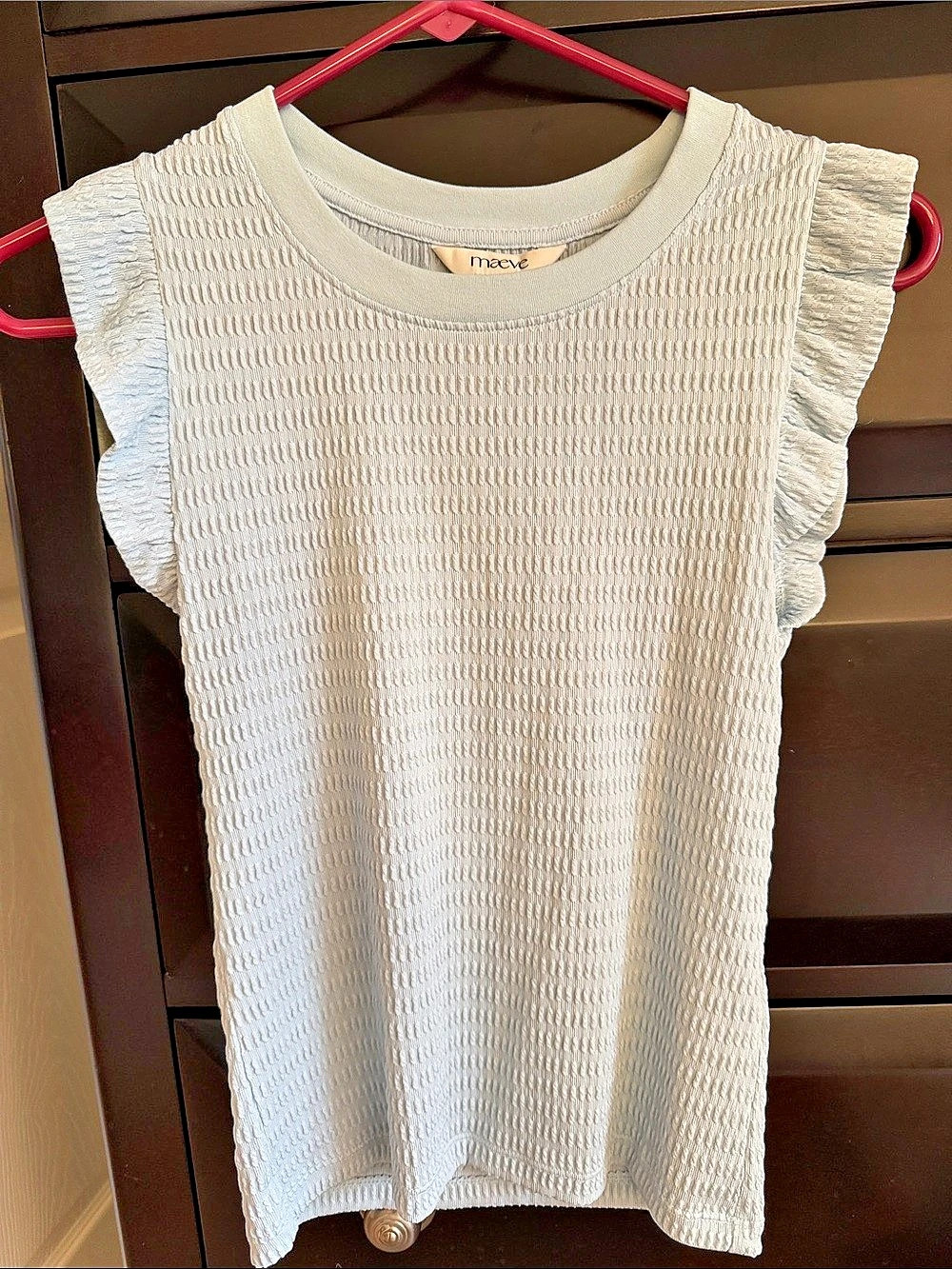 Maeve Ruffle Sleeve Textured Top in Light Blue Size XS Like New